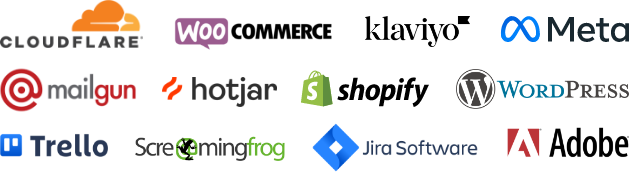 Tech partner logos from Shopify to Klaviyo